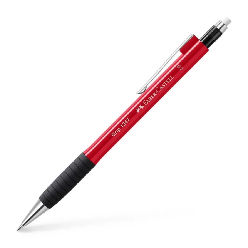 Faber Castell - Μηχανικό Μολύβι Grip1347 Με Γόμα, 0.7mm Red 134725