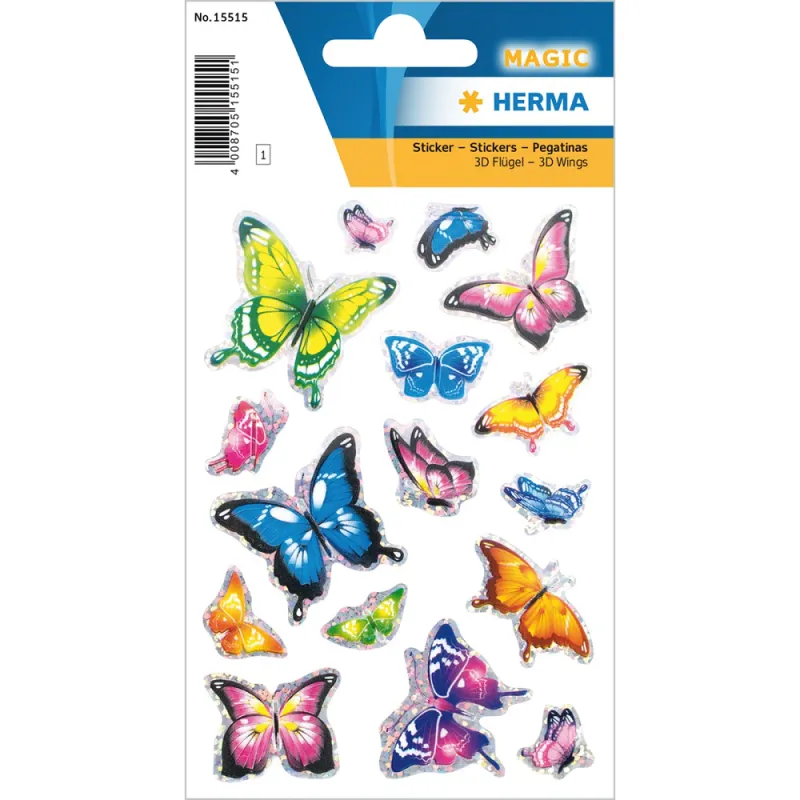 Herma - Αυτοκολλητάκια, Butterflies With 3D Wing Effect 15515