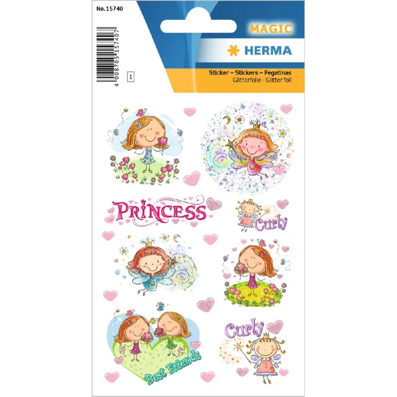 Herma - Αυτοκολλητάκια Glittery, Princess Curly 15740