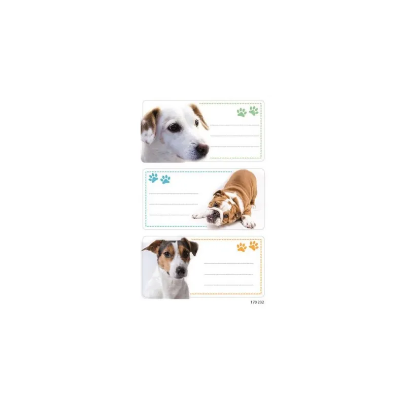 Global Gift - Ετικέτες Αυτοκόλλητες Τετραδίων Deco, Dogs 12 Τμχ 170232
