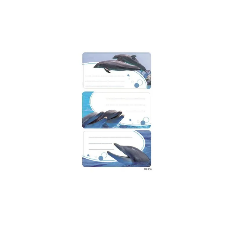 Global Gift - Ετικέτες Αυτοκόλλητες Τετραδίων Deco, Dolphins 12 Τμχ 170236