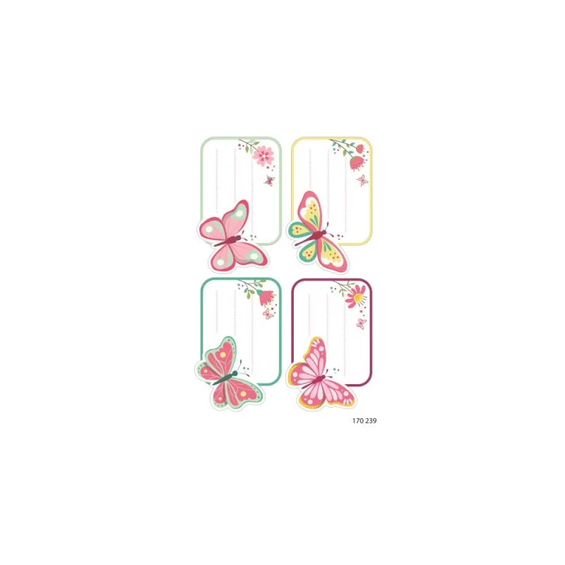 Global Gift - Ετικέτες Αυτοκόλλητες Τετραδίων Deco, Butterflies 16 Τμχ 170239