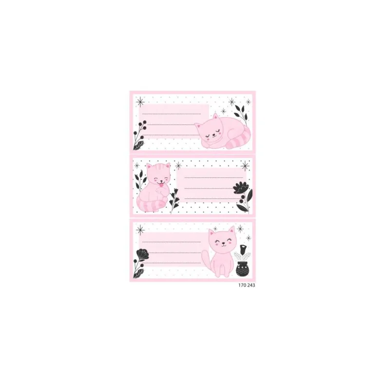 Global Gift - Ετικέτες Αυτοκόλλητες Τετραδίων Deco, Cats 12 Τμχ 170243