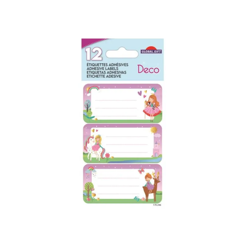 Global Gift - Ετικέτες Αυτοκόλλητες Τετραδίων Deco, Princesses 12 Τμχ 170246