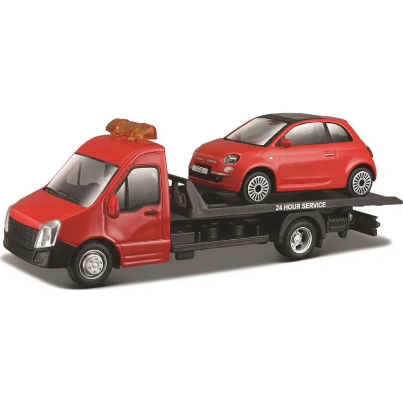 Bburago - 1/43 Flatbed Transport, Fiat 500 On Flatbed 18-31402 (18-31400)