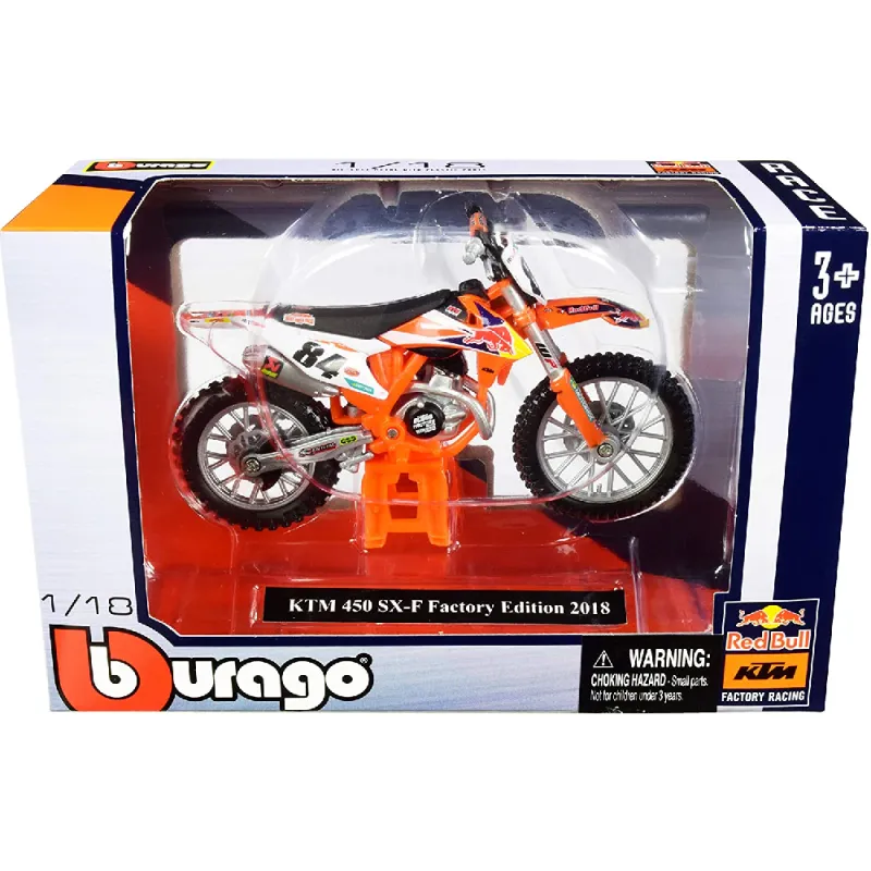 Bburago Moto - 1/18 Cycle, KTM 450 SX-F Factory Edition 2018 ‎18-51081 (18-51070)