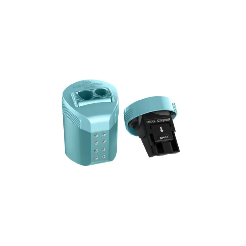 Faber Castell - Ξύστρα Βαρελάκι Διπλή Roll-On Metalic Turquoise 183900