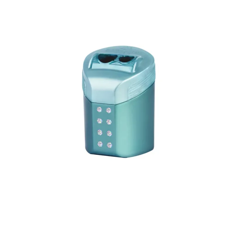 Faber Castell - Ξύστρα Βαρελάκι Διπλή Roll-On Metalic Turquoise 183900