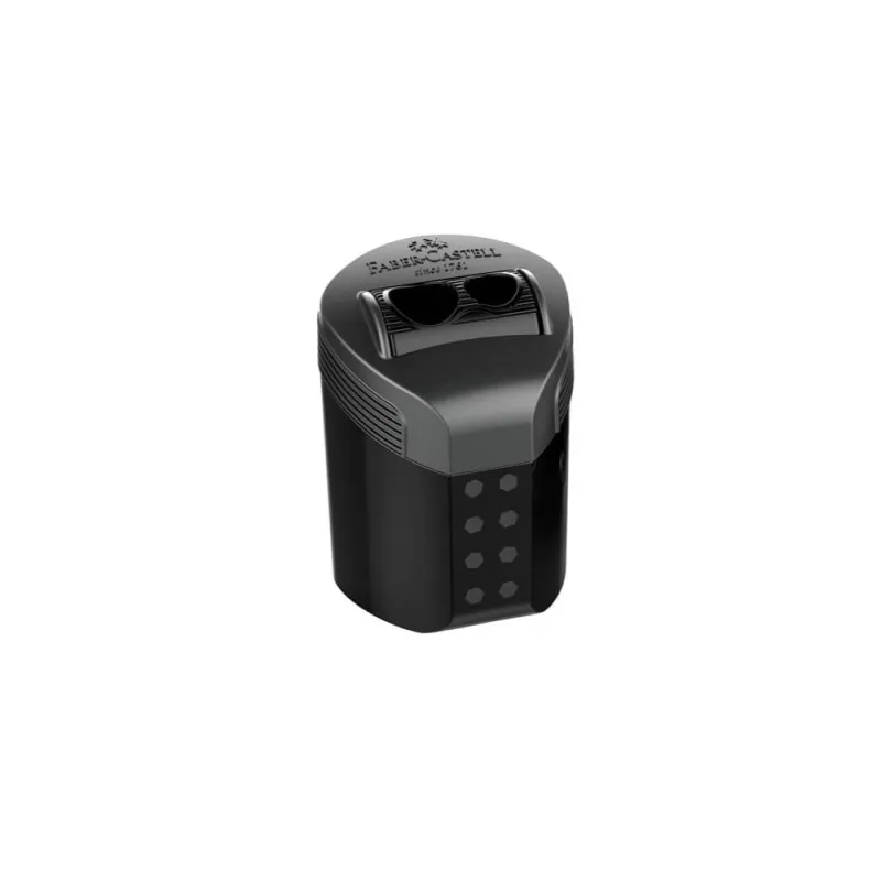 Faber Castell - Ξύστρα Βαρελάκι Διπλή Roll-On Metalic Black 183910