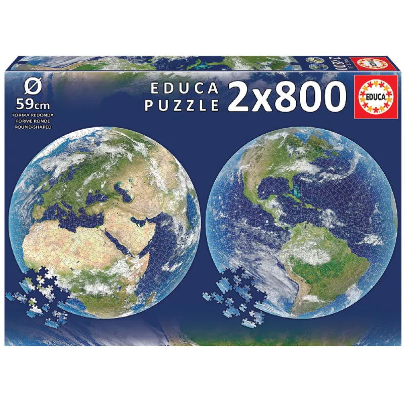 Educa - Puzzle, Planet Earth Round 2X800 Pcs 19039