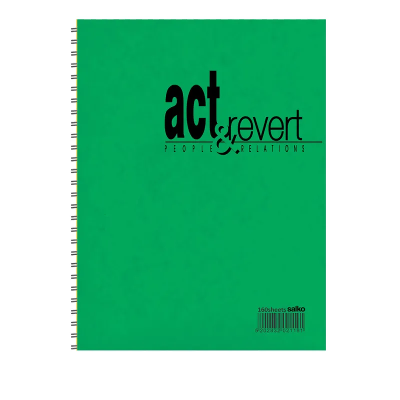 Salko Paper - Μπλοκ Σημειώσεων Σπιράλ 80 Φύλλων, Act & Revert 10x14, Πράσινο 2328