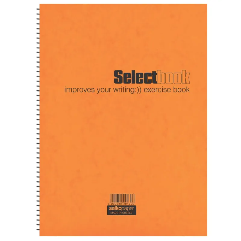 Salko Paper - Μπλοκ Σημειώσεων Σπιράλ 60 Φύλλων, Select Book 14x21, Πορτοκαλί 2343