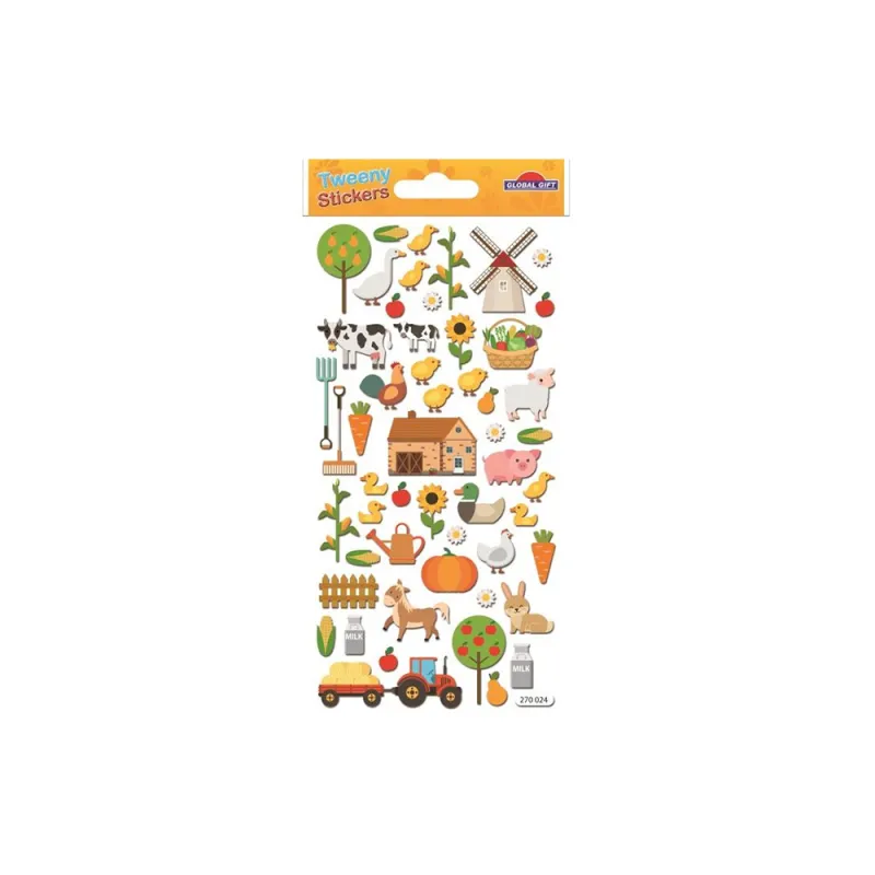 Global Gift - Tweeny Αυτοκολλητάκια Ανάγλυφα, Farm 270024