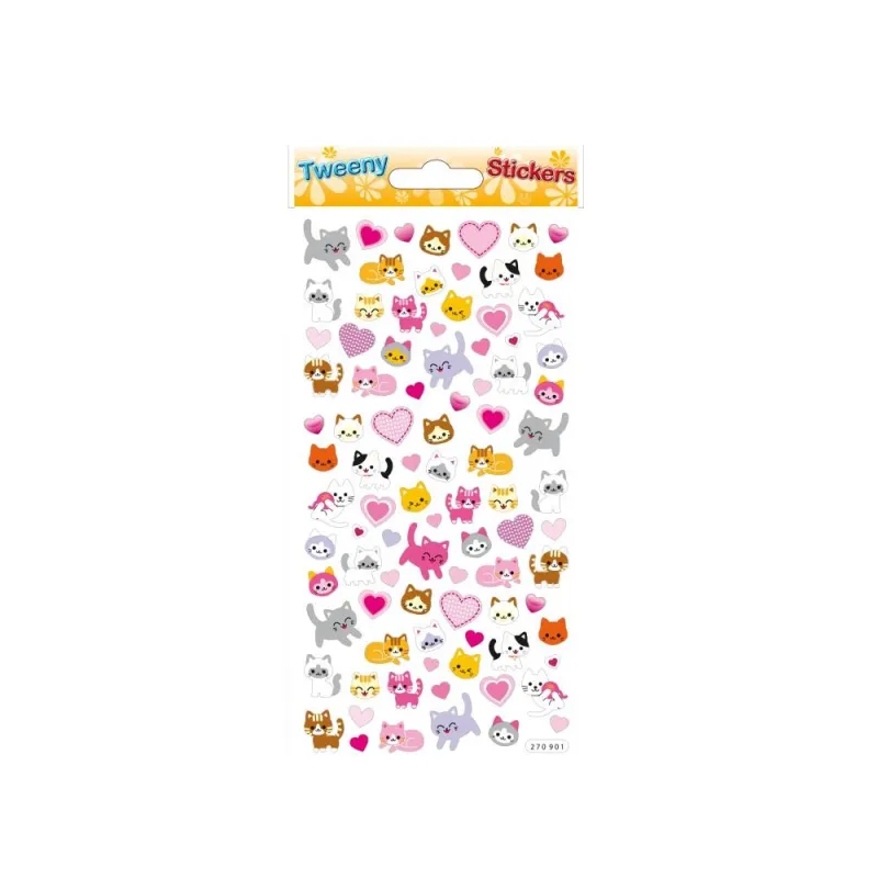 Global Gift - Tweeny Αυτοκολλητάκια Ανάγλυφα, Cats & Hearts 270901
