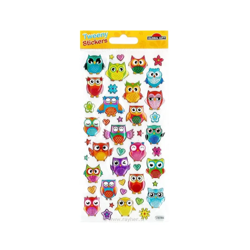 Global Gift - Tweeny Αυτοκολλητάκια Ανάγλυφα, Owls 270994