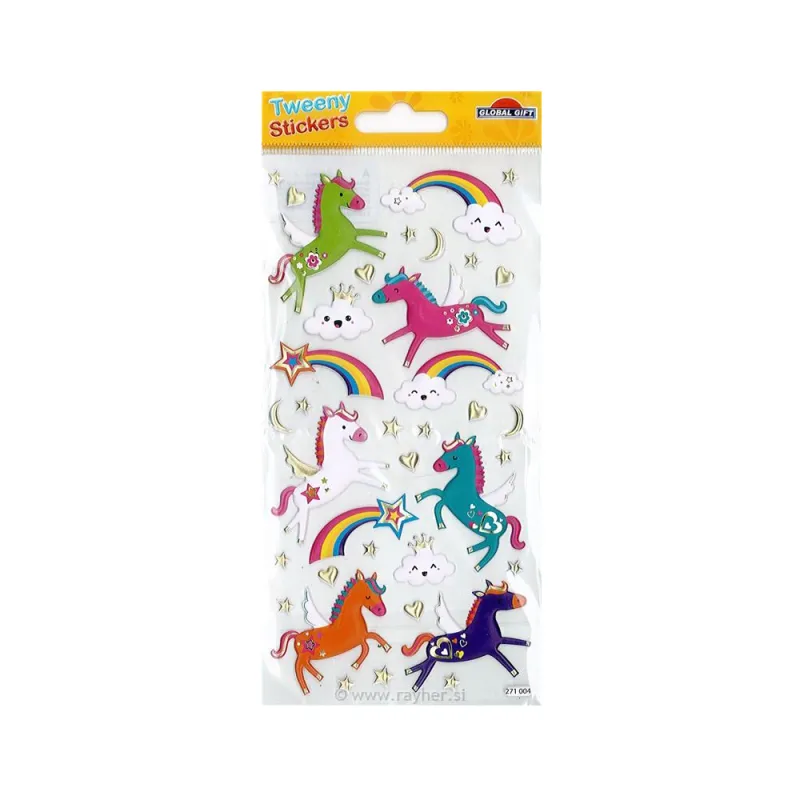Global Gift - Tweeny Αυτοκολλητάκια Ανάγλυφα, Unicorns 271004
