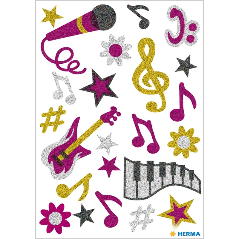 Herma - Αυτοκολλητάκια Glittery, Music 3276