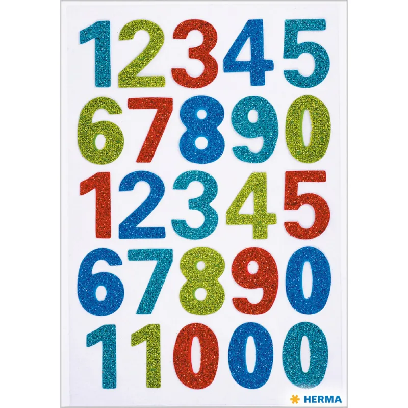 Herma - Αυτοκολλητάκια Glittery, Numbers 3279