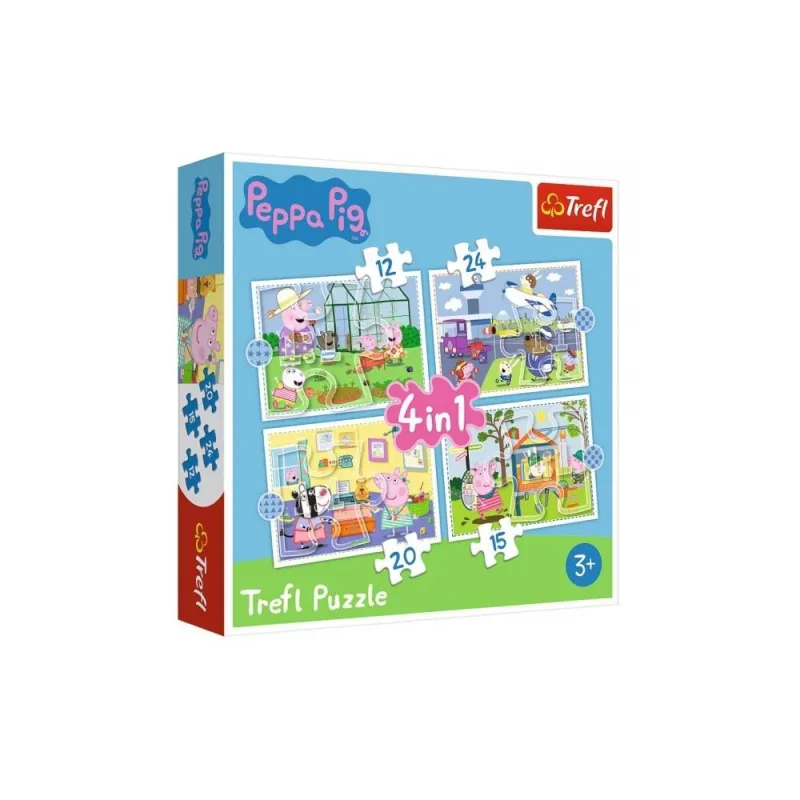 Trefl - Puzzle 4 in 1 Peppa Pig Holiday Memories 12/15/20/24 Pcs 34359