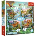 Trefl - Puzzle 4 in 1, Unique Dinosaurs 12/15/20/24 Pcs 34609 Trefl - Puzzle 4 in 1, Unique Dinosaurs 12/15/20/24 Pcs 34609