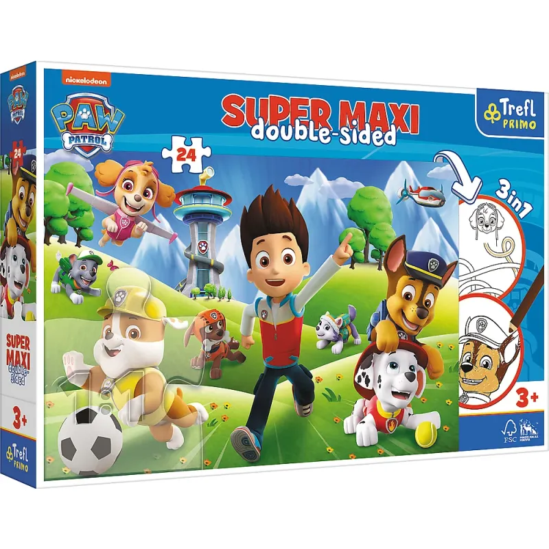 Trefl - Puzzle Super Maxi Double-Sided, Paw Patrol Adventures 24 Pcs 41001