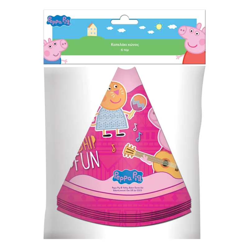 Diakakis - Χάρτινα Καπελάκια Κώνος Peppa Pig, Ροζ 6 Pieces 480942