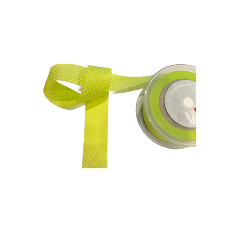 Markas - Κορδέλα Μονής Όψης Πουά, 35mmX18M Light Green - White 48373