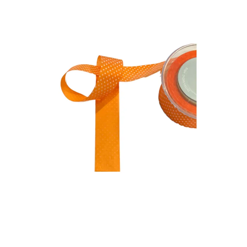 Markas - Κορδέλα Μονής Όψης Πουά, 35mmX18M Orange - White 48374