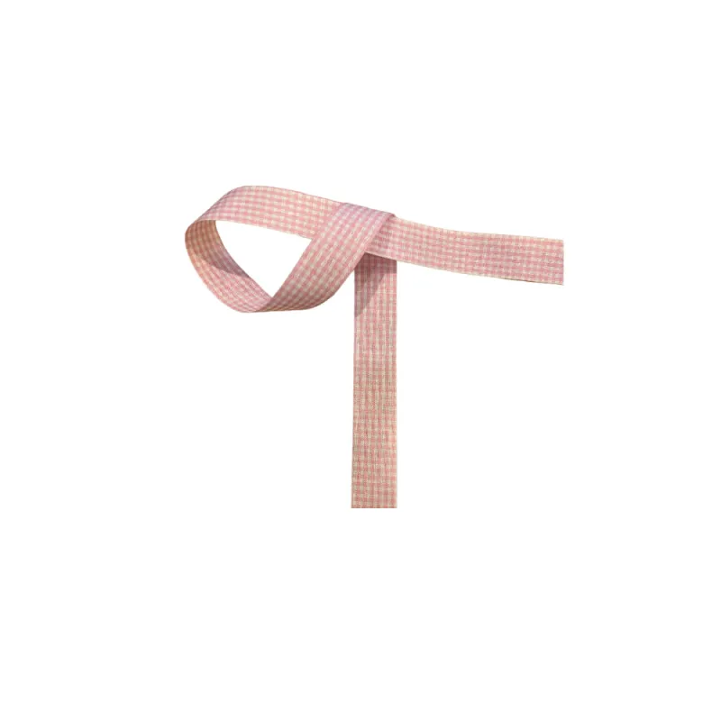 Markas - Κορδέλα Καρώ, 22mmX9M Light Pink - White 48397