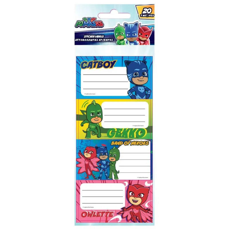 Diakakis - Ετικέτες Αυτοκόλλητες Τετραδίων, PJ Masks 20 Τμχ 484299