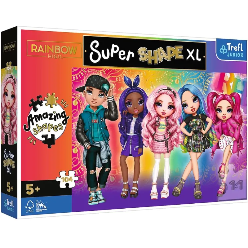 Trefl - Puzzle Super Shape XL, Rainbow High styles 104 Pcs 50015