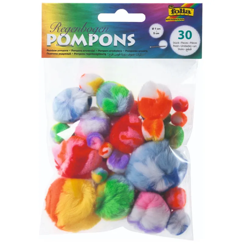 Folia - Πομ-Πομς Χειροτεχνίας, Rainbow 30 Τεμ 1-5 εκ 50377