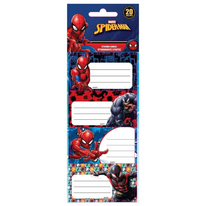 Diakakis - Ετικέτες Αυτοκόλλητες Τετραδίων, Spiderman 20 Τμχ 508042