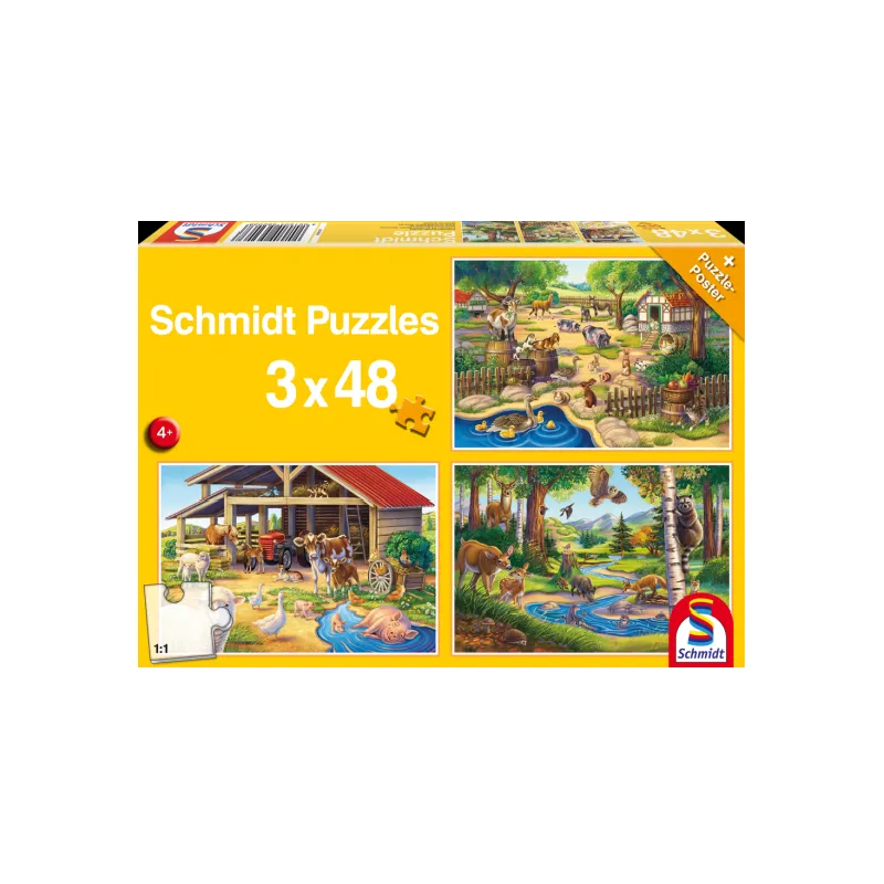 Schmidt Spiele - Puzzle 3 In 1 My Favourite Animals 48/48/48 Pcs 56203