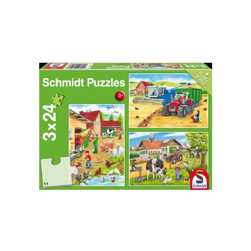 Schmidt Spiele - Puzzle 3 in 1 Farm 24/24/24 Pcs 56216