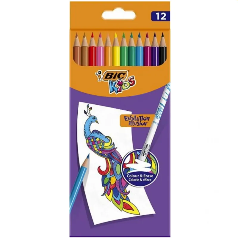 Bic - Ξυλομπογιές Evolution Illusion Erasable 12 Τμχ 570894
