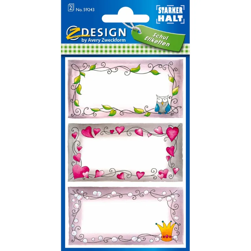 ZDesign - Ετικέτες Αυτοκόλλητες Τετραδίων, Hearts 6 Τμχ 59243