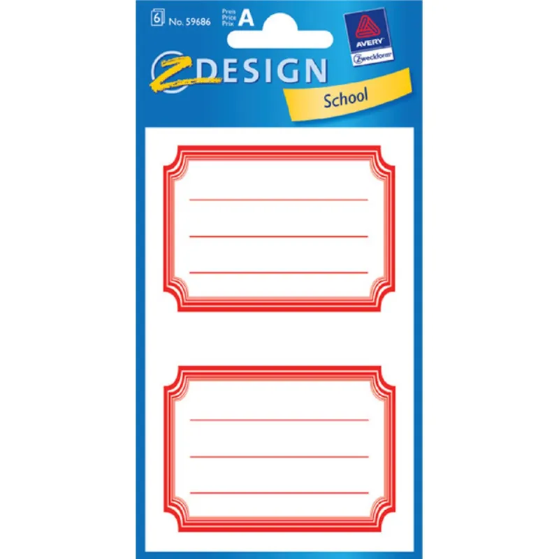 ZDesign- Ετικέτες Αυτοκόλλητες Τετραδίων, Frame Red 12 Τμχ 59686