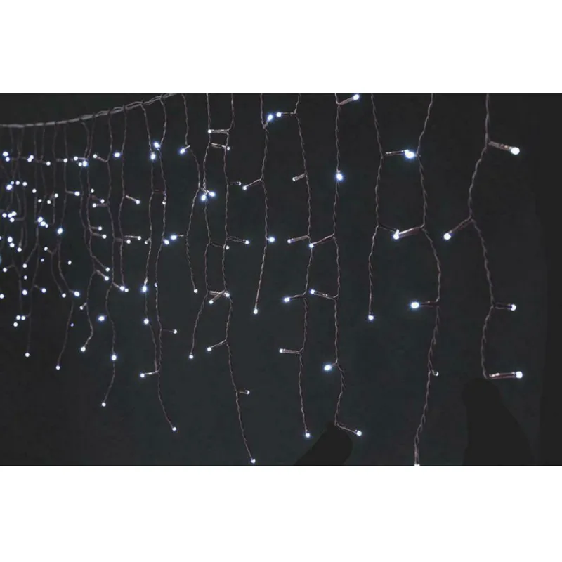 Iliadis – 150 Λαμπάκια Led Σταλακτίτης Με Πρόγραμμα, Πράσινο Καλώδιο, Λευκό Πάγου Λαμπάκι 3 Μέτρα 60523