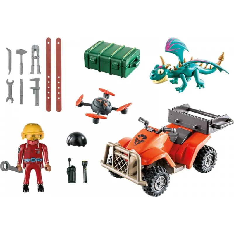 Playmobil Dragons The Nine Realms - Phil Με Τετράτροχη Μοτοσικλέτα Atv 71085