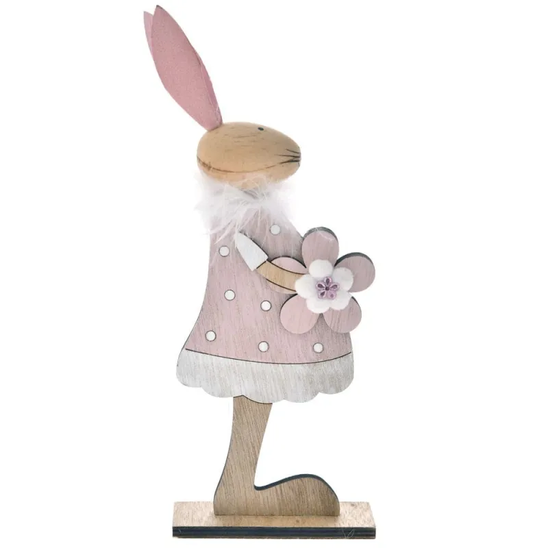 Iliadis - Ξύλινος Λαγός Ροζ Με Αυγό 10x26 εκ 74145