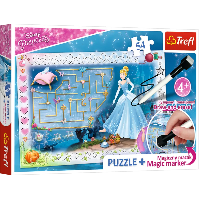 Trefl Puzzle 54 Pcs + Marker Disney Princess Cinderella Slipper Girls 75112