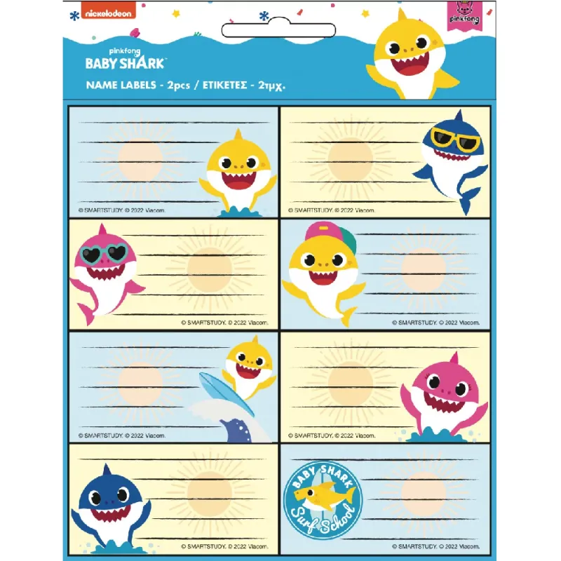 Gim - Ετικέτες Αυτοκόλλητες Τετραδίων, Baby Shark 16 Τμχ 775-12146
