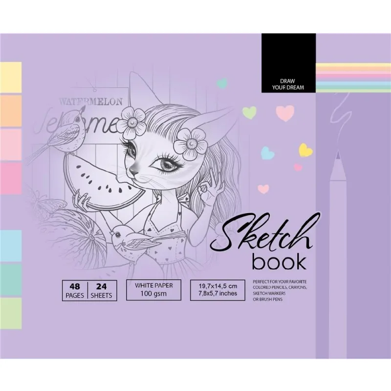 Company Fresh - Sketchbook, Lilac 19,7x14,5 cm 8250-2116