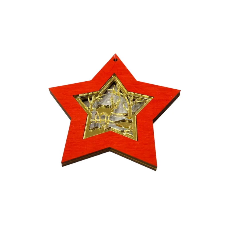 Adorex - Ξύλινο Κρεμαστό Αστέρι, Κόκκινο 9.5x10 εκ AD25000