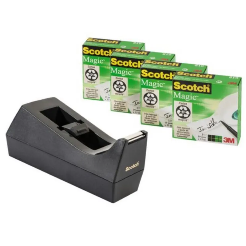 3M - Βάση Σελοτέιπ Scotch Μαύρη + 4 Ταινίες Magic 19x33mm 34-8715-3113-2