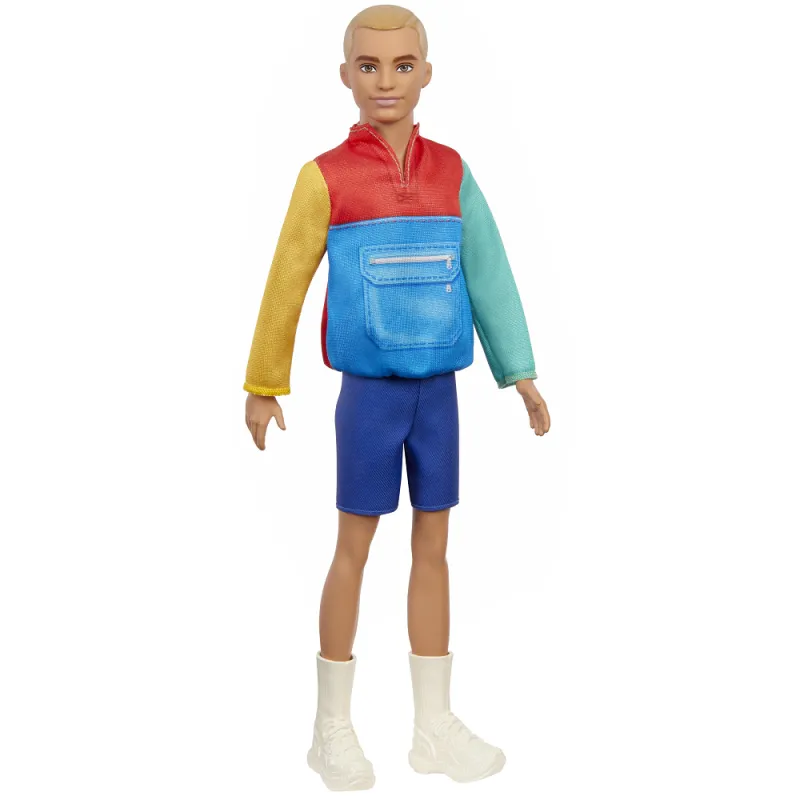 Mattel Barbie - Ken Fashionistas Doll No.163 Με Ξανθά Μαλλιά Φορά Μπλουζάκι Μπλε Σορτς Και Λευκές Μπότες GRB88 (DWK44)