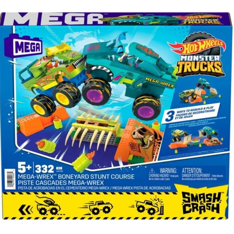 Mattel Hot Wheels - Monster Trucks, Mega Bloks, Boneyard Stunt Course HKF89