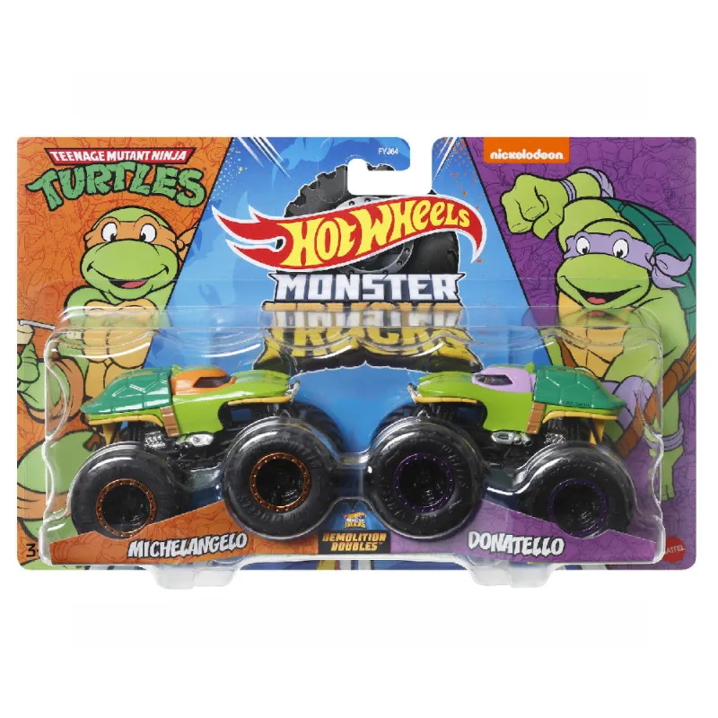Mattel Hot Wheels - Monster Trucks, Demolition Doubles, Michelangelo Vs Donatello HNX31 (FYJ64)