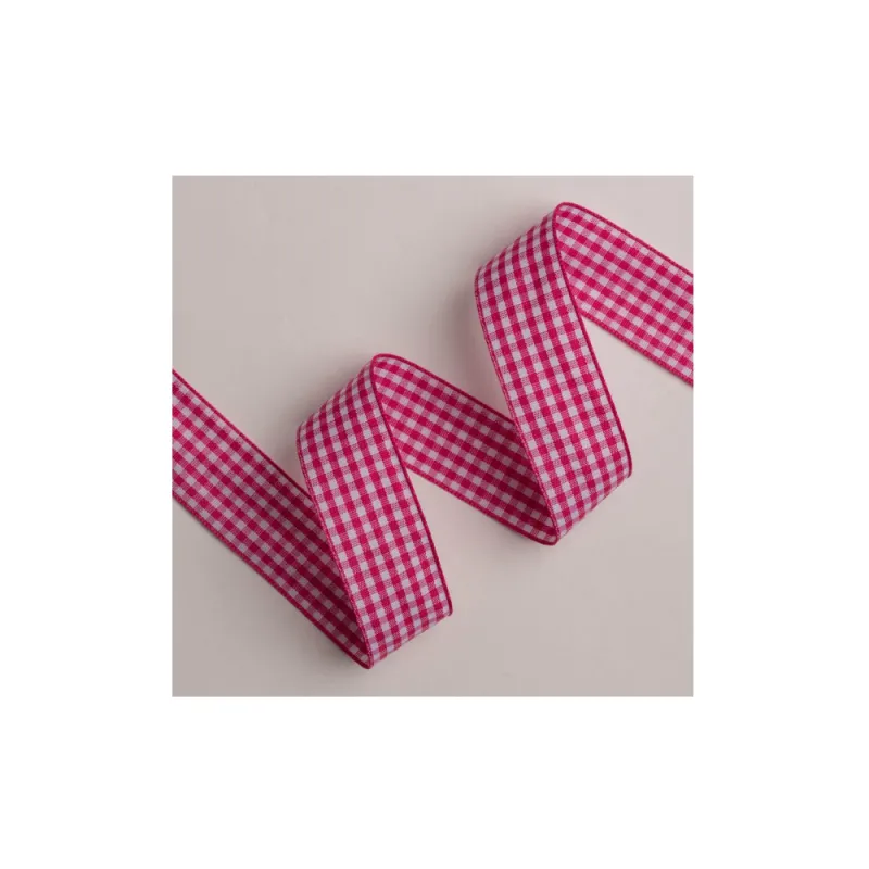 Kyriacou - Κορδέλα Καρώ 25mmX25M Fuschia - White JCARXXXX-X25X25-0124XX